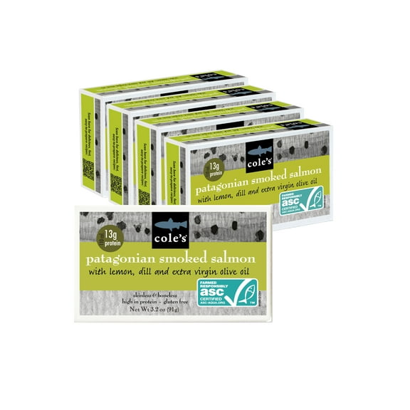 COLE´S PATAGONIAN SMOKED SALMON IN EXTRA VIRGIN OLIVE OIL WITH LEMON AND DILL (5 PACK)