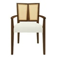 thumbnail image 7 of Christopher Knight Home Mid-Century Modern Rattan Dining Chairs, Upholstered Armchairs, Solid Wood, Walnut+Beige, Set of 2, 7 of 7