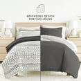 thumbnail image 2 of Noble Linens 8 Piece Patterned Duvet Bedding Bundle, Etched Gate Gray, Cal King, 2 of 6