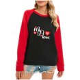 thumbnail image 5 of VALMASS Chandails Surdimensionnés de la Saint-Valentin pour Femmes Manches Raglan Col Rond Hauts Décontractés Amples Imprimés Chandail Blouses (2TG, Noir), 5 of 5