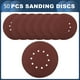 thumbnail image 4 of Discos de lija Unique Bargains de 9" 10 agujeros 80 grano para reparación automotriz, papel de lija redondo con gancho y bucle, papel blanco rojo, 50 piezas, 4 of 7
