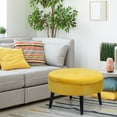 thumbnail image 7 of Homebeez Round Fabric Ottoman Footrest Stool,Step Stool,Sofa Footrest Extra Seating,Yellow, 7 of 7