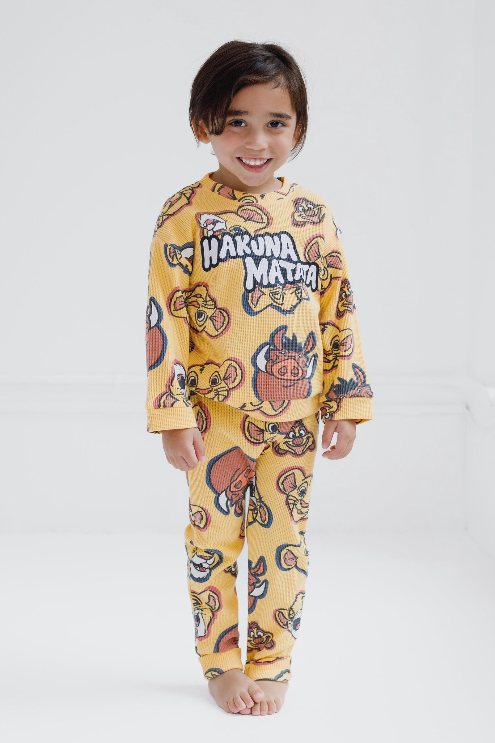Disney Lion King Simba Timon Pumbaa Waffle Knit Drop Shoulder Sweatshirt and Jogger Pants Set Newborn to Toddler