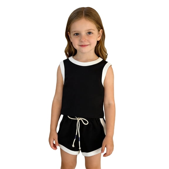 Jamsmile Toddler Girls Sets Summer Sportswear Outfits Sleeveless Vests And Shorts 2 Piece Playwear Athletic Kids Girls Suits