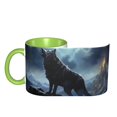 thumbnail image 4 of Wolf Coffee Mug Fun Custom Ceramic Mugs 11oz Green, 4 of 5