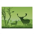 thumbnail image 2 of Antlers Cutting Board, Male Deer on a Meadow with Trees and Crow Bird Woodland Mist Rural Green Country Print, Decorative Tempered Glass Cutting and Serving Board, Large Size, Green, by Ambesonne, 2 of 5
