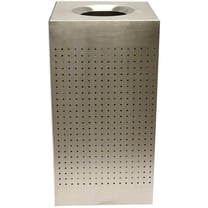 Witt CL25-SS Square Waste Receptacle with Perforated Holes, Bag Retainger Bands - Brushed Stainless Steel