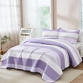 thumbnail image 6 of King Size Quilt Set Lavender, 3 Pieces Purple Ultra Soft Lightweight Bedspreads & Coverlets Set, Patchwork Striped Quilted Bedding Sets for All Seasons (1 Quilt, 2 Pillow Shams), 6 of 8