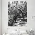 thumbnail image 1 of Vintage Tapestry, Old Fashion Sketch of A Crocodile in Forest Wildlife Nature Woods Fossil Picture, Wall Hanging for Bedroom Living Room Dorm Decor, 60W X 80L Inches, Charcoal Grey, by Ambesonne, 1 of 2