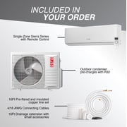 OLMO 12000 BTU 115V Wall Mounted Mini Split Heat Pump Air Conditioner With 16ft Kit Cover 550 Sq Ft WiFi