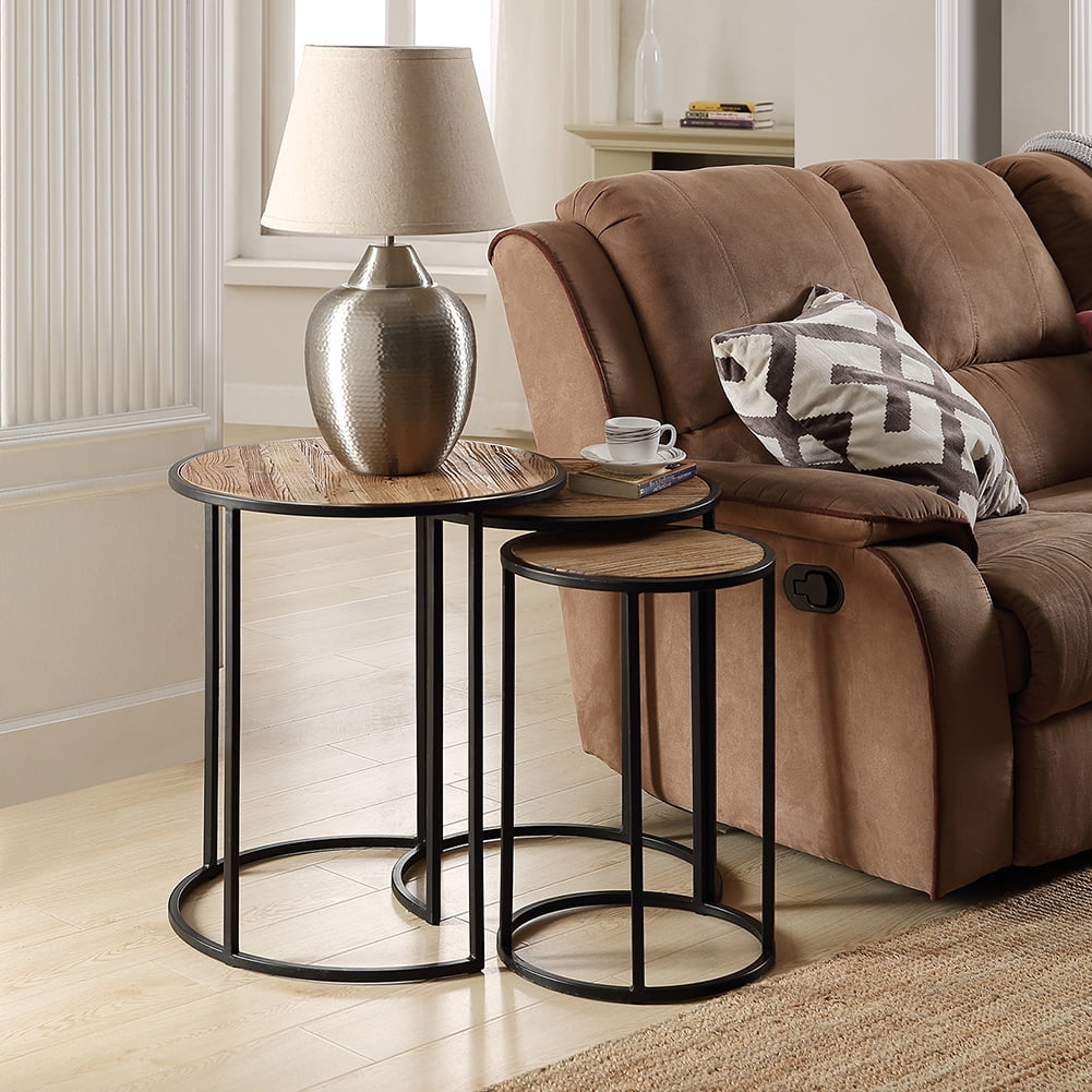 Lowestbest Nesting Table, 3-piece Retro Side Table, Living Room Coffee Snack Table, Brown Lowestbest Nesting Table, 3-piece Retro Side Table, Living Room Coffee Snack Table, Brown