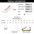 thumbnail image 6 of SCHUHLAND/SCHUHLAND Women's Glitter Pointed Toe Stiletto Pumps - Super High Heels, Elegant Bling Party Wedding Dress Shoes, Plus Size 43, Black/White/Nude, 6 of 16