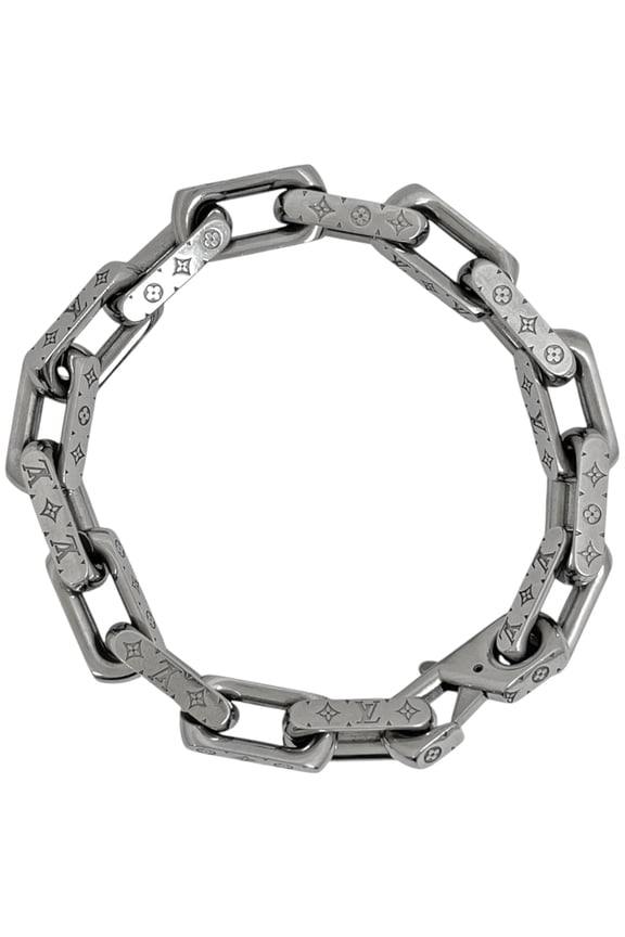 Pre-Owned Louis Vuitton Monogram Chain Bracelet, Metal, Silver, Women's
