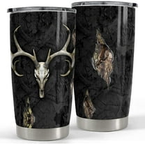 Hunting Tumbler Deer Skull Camouflage 20oz Tumblers with Lid Gift for Men Dad Best Friends Hunting Skull Lovers Christmas Birthday Fathers Day