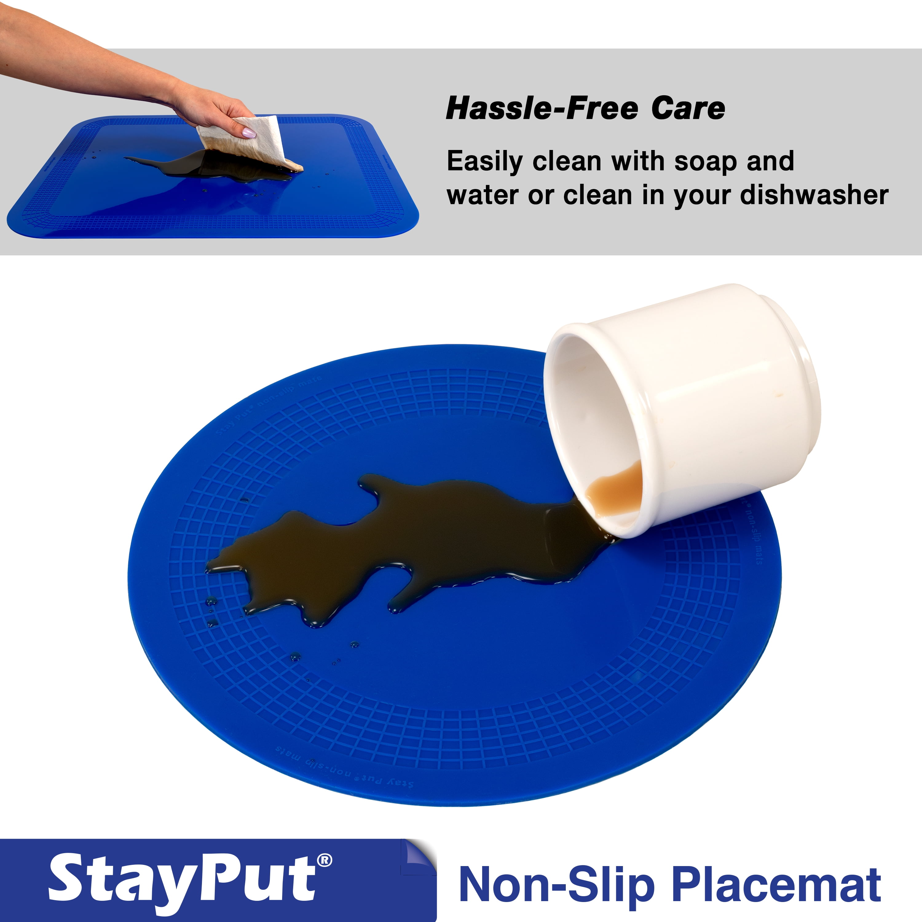 Stayput non-slip placemat, rectangular pad, 7.25'' x 10'', red