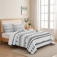thumbnail image 5 of Full Quilt Set 78''x90'', Boho Black White Modern Stripes Lightweight Bedspread Coverlet Set with 2 Pillow Shams, Farmhouse Abstract Art Breathable All Season Quilt Bedding for Bedroom/Guest Room, 5 of 9