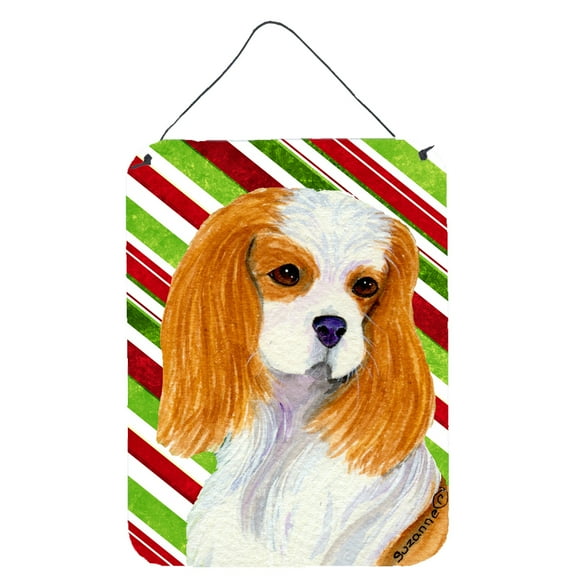Cavalier Spaniel Candy Cane Holiday Christmas Wall or Door Hanging Prints