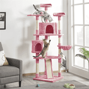 Alden Design 79H Multilevel Large Cat Tree Condo Tower with Scratching Post, Pink