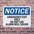 thumbnail image 4 of (2 Pack) Emergency Exit Only Do Not Use Alarm Will Sound OSHA Notice Sign 18 Inch X 12 Inch Indoor / Outdoor Rust-Free Aluminum Metal Signs for Workplace, Workshop, and Construction, 4 of 8