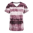 thumbnail image 5 of Xfvqtps Striped Scrub Tops for Women Wrinkle-Resist Nursing Uniform Casual V-Neck Print Short Sleeve Nurse Top with Pocket Hot Pink, 5 of 5