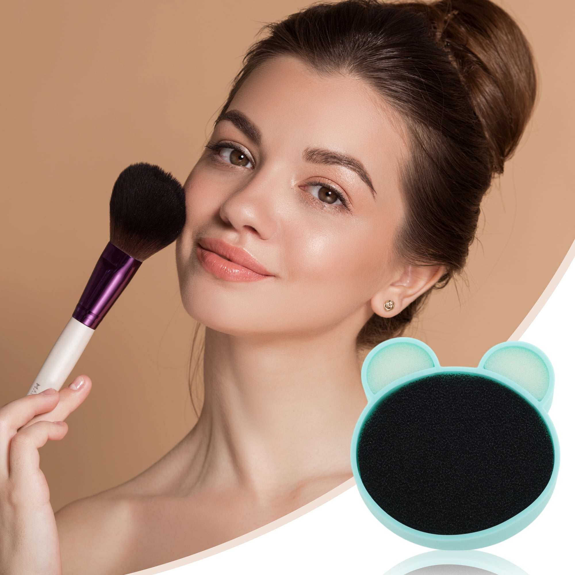 Unique Bargains 1pc Portable Makeup Sponge Brush Cleaner for Quick Color Changes Green