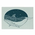 thumbnail image 1 of Whale Cutting Board, Big Mammal Swimming in a Wavy Ocean Stars and Old Antique Ship Art Print, Decorative Tempered Glass Cutting and Serving Board, Small Size, Teal White, by Ambesonne, 1 of 1