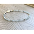 thumbnail image 2 of Aquamarine 2mm Round Shape Faceted Cut Beads 7 inch Gold Plated Clasp Bracelet for men, women, unisex. Link Chain Stacking Bracelet.|LINK_00789, 2 of 5