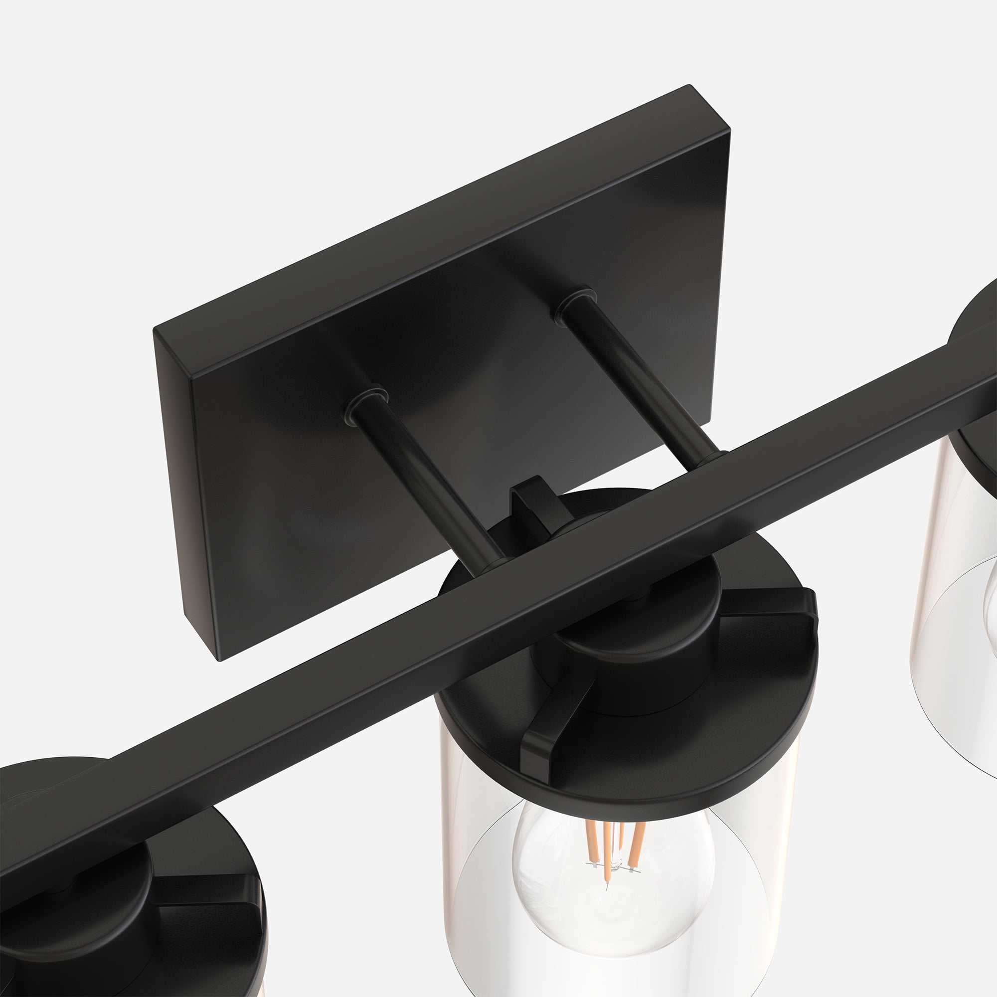 YANSUN  17.8 in 3-Light Black Vanity Light with Clear Glass Shades for Budget Bathrooms, Powder Room, Vanity Table