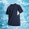 thumbnail image 2 of XIYON Men's T-Shirts 2026 Summer Color Block Silk Short Sleeve T Shirt Mesh Loose Fitting Running Breathable Beach Vacation Soft Top, 2 of 3