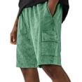 thumbnail image 2 of Men'S Vintage Wash Cotton Cargo Shorts Loose Fit Drawstring Waist Utility Shorts With Functional Pockets For Outdoor Hiking And Daily Activities Shorts,Green,XXXL, 2 of 4