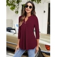 thumbnail image 2 of Blusa elegante tipo túnica con escote en V y mangas 3/4 para mujer, 2 of 4