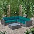 thumbnail image 3 of Noble House Santa Rosa 6 Piece Outdoor Wicker Sectional Sofa Set in Teal, 3 of 18
