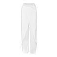 thumbnail image 6 of Staron Women's Wide Leg Pants Casual Flowy Yoga Pants Solid Color Loose Lounge Palazzo Pants with Elastic Waist, White L, 6 of 6