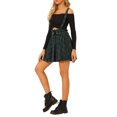 thumbnail image 5 of INSPIRE CHIC Women's Tartan Plaid High Waisted A-Line Flare Gothic Mini Pleated Skirt XS Green, 5 of 7