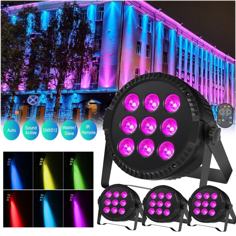 ステージライト、9 RGBW LEDを備えたLED DJライト 4pcs Stage Lights,9 LED DJ Par Lights w/Tripod Stand, RGBW Mixed