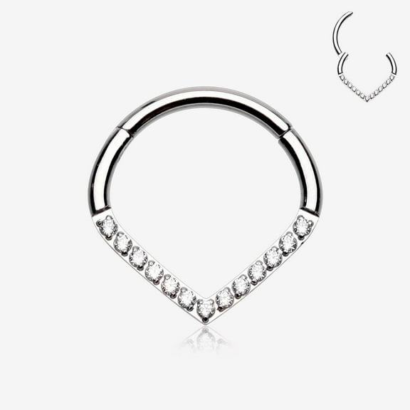 Brilliant Sparkle Chevron Seamless Clicker Hoop Ring