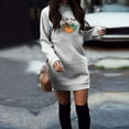 thumbnail image 2 of Lilgiuy New Casual Printed Long Sleeve Round Neck Contrast Color Sweater Top Women's Clothing Sweatshirt Dress Gray Fall for 2022 Spring Winter, 2 of 5