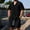 Black, variant on Holiday Outfits for Men Solid Color Sport Casual Fashion Short Pants Pocket Short Sleeve Round Neck Set White 2X
