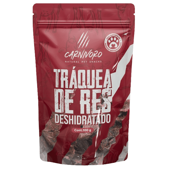 Premio Deshidratado de Tráquea de Res en Anillos, Carnivoro Pet Snacks, 60 g