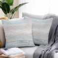 thumbnail image 2 of Throw Pillow Covers 24x24 Inch Set of 2, Blue Beige Farmhouse Waterproof Outdoor Pillow Covers, Vintage Wooden Striped Decorative Cushion Pillowcases for Couch, Sofa, Bed, Garden, Patio, 2 of 9