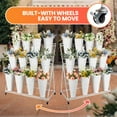 thumbnail image 4 of 3-Tier White Flower Stand with Rolling Wheels-Sturdy Build, Strengthened Frame-Ideal for Outdoor Markets, 4 of 5