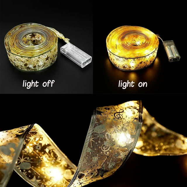 Luces de alambre de cobre, luces de cinta navideñas Luces de cinta navideñas de 4 metros Lazos de cinta de alambre de cobre Luces de cadena Claridad notable