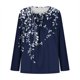 thumbnail image 5 of Mujeres de Manga Larga Tops Casual de Moda Gradiente Impresión Cuello Redondo Plegado Tamaño Superior para Uso Diario Y de Fiesta, 5 of 6