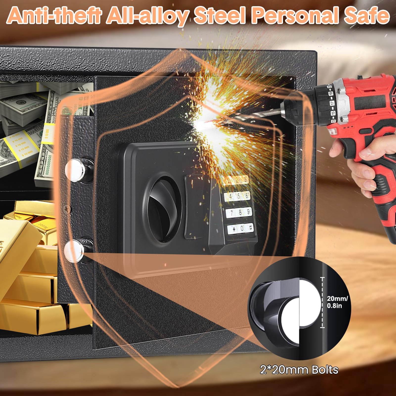 Digital Keypad Safe Box for Home with Fireproof Bag, Heavy Duty Steel Security Safe with Spare Keys & Multiple Size Options (9.8" to 31.5"), Money Safe for Cash Jewelry Documents - Wall Mountable