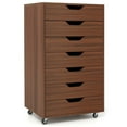 thumbnail image 6 of Resenkos 7-Drawer Wooden Storage Dresser with Lockable Caster Wheels for Mobility - Walnut, 6 of 8
