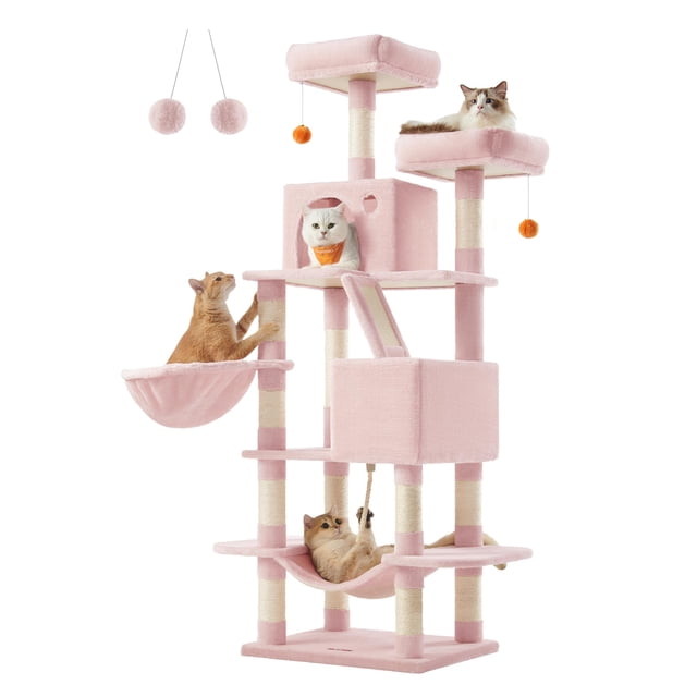 Árbol para Gatos Feandrea Jelly Rosa UPCT165P01 168 cm con 13 Postes