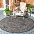 thumbnail image 2 of SAFAVIEH Courtyard Darin Botanical Indoor/Outdoor Area Rug, Black/Ivory, 6'7" x 6'7" Round, 2 of 9
