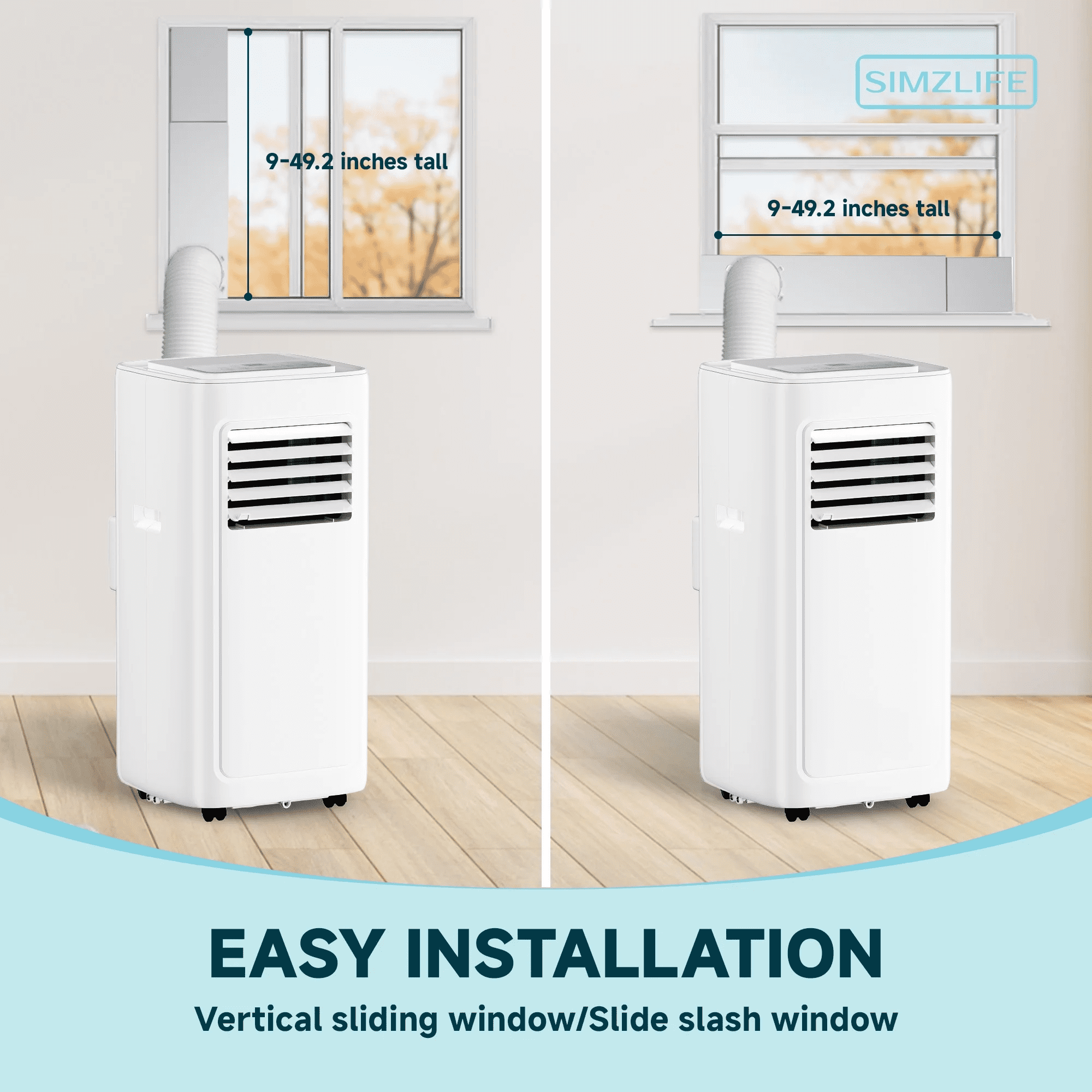 Simzlife 14,000 BTU Portable Air Conditioner - Indoor Portable Air Cooler with Remote Control, White