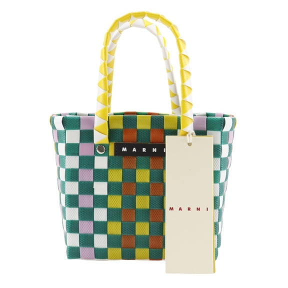 Pre-Owned MARNI Woven Micro Basket Handbag, MW55F, Polypropylene, Green/Multicolor,...