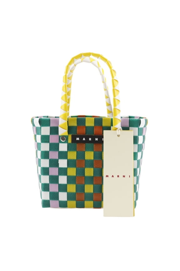 Pre-Owned MARNI Woven Micro Basket Handbag, MW55F, Polypropylene, Green/Multicolor,...